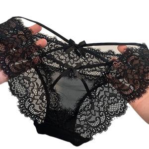 Lencería Sexy de Encaje Estilo Francés, <span class=keywords><strong>Sujetador</strong></span> Hueco con <span class=keywords><strong>Tiras</strong></span> para Mujer, Bragas <span class=keywords><strong>Transparentes</strong></span> Tentadoras Qqny - Product Image 5