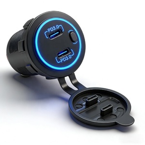 เครื่องชาร์จ USB แบบคู่ 12V พร้อมพอร์ต PD 2 ช่อง ปุ่มเปิด/ปิด ไฟ LED ดีไซน์ใหม่สไตล์จีน - Product Image 1