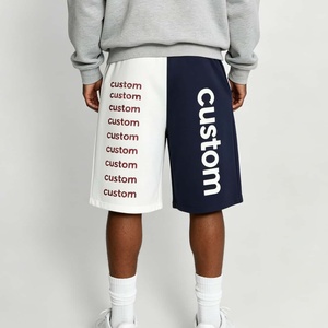 Custom Logo Men's Mid Waist Elastic Bermuda <b>Shorts</b> Cotton Casual Sweat <b>Shorts</b> Patchwork Style for Summer - Product Image 1