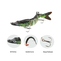 Leurre de pêche articulé 9 segments, 130 mm, 17 g, à coulée lente, réaliste, pour la pêche au brochet, au bar et au musky en eau douce