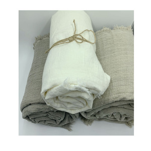 Grosir Selimut Linen Linen Katun Organik Selimut Pantai Selimut Piknik Selimut Linen untuk Berkemah Luar Ruangan - Product Image 3