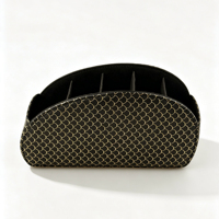 Boîte de rangement carrée en cuir pour télécommande avec 5 compartiments, grande capacité, organisation de bureau pour pinceaux de maquillage, crayons