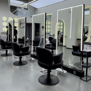 Fauteuil de barbier noir hydraulique, chaise de coiffure en cuir PU, structure métallique, repose-pieds réglable en hauteur pour salon de coiffure - Product Image 4