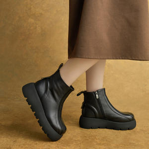 Nouveaux bottines plateforme d'été en cuir véritable faites à la main, à lacets, style anglais, à talon compensé, légères - Product Image 4