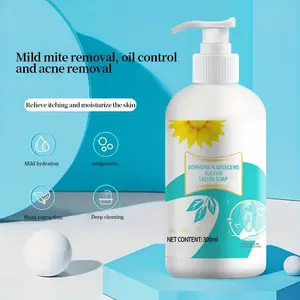 Jabón de eliminación de ácaros de azufre para hombres y mujeres Gel de ducha de control de acné de espalda para limpieza de eliminación de ácaros de fragancia de larga duración y