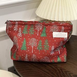 Sac de maquillage de Noël BSCI, sac de rangement en soie scintillante avec motif d'arbre de Noël et de flocon de neige, pochette pour produits de soin de la peau et articles de toilette - Product Image 2