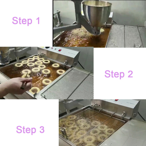 Máquina comercial semiautomática para hacer donas de flores, de acero inoxidable, con temperatura ajustable y certificación CE. - Product Image 5