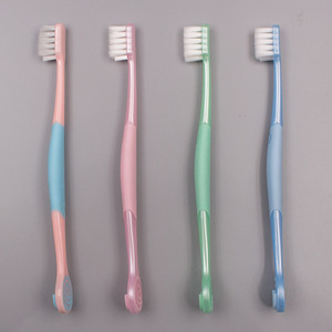 Custom Made Soft Bristle Toothbrush With Tongue <b>Scraper</b> Non Slip Handle For Adults - Product Image 1