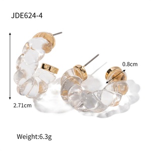 ต่างหูแฟชั่นผู้หญิงเชือกบิดเกลียวต่างหูเรซินสวยงาม - Product Image 6