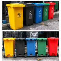 Poubelle extérieure rectangulaire verte de 120 L, robuste, de type sur pied, en plastique écologique, avec couvercle roulant, pour parcs municipaux