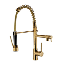 Robinet de cuisine classique et élégant en chrome à ressort, à tirette, à poignée unique, pour eau chaude et froide, mitigeur de cuisine