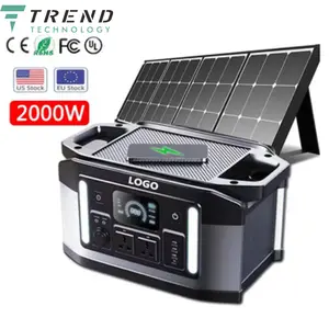 Acampamento ao ar livre Uso Doméstico 2000w Portable Power Station Painel Solar Gerador Armazenamento de Energia Lifepo4 Battery Source Supply System