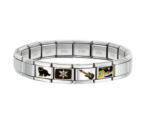Bracelet modulaire extensible en acier inoxydable avec breloques italiennes tendance, maillons chat émaillés DIY – Bijou cadeau très prisé - Product Image 5