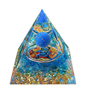 Pirámide de Cristal con Piedras, Resina Epoxi, Manualidades, Bola Azul de 5 cm, Decoración de Escritorio, Adorno para Pecera, Regalo - Product Image 5