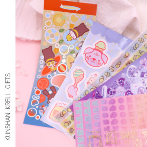 Autocollant en vinyle brillant de dessin animé mignon pour carnet, autocollant personnalisé en cristal avec logo d'entreprise, dôme 3D en époxy, vente en gros - Product Image 1