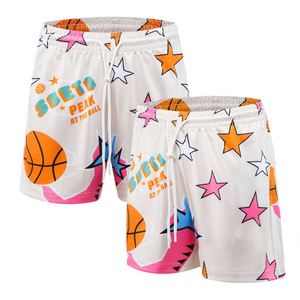 Shorts de sport personnalisés en mesh respirant à séchage rapide, imprimés par sublimation à 5 points par transfert thermique, motif short chaud pour l'entraînement de basketball - Product Image 2