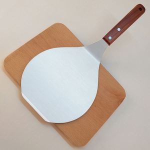 Stainless Steel Pancake Grill Cake Moving Spatula Solid Wood Handle <b>Baking</b> Round Pizza Knife - Product Image 4