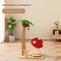 Griffoir écologique pour chat en sisal, support d'escalade en forme de champignon rouge, jouet vertical auto-entretenant anti-chute