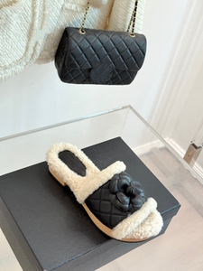 Mùa thu và mùa đông sang trọng ấm dép làm bằng camellias, cừu len, đáy phẳng, mòn với tiếp xúc với ngón chân, dép của phụ nữ - Product Image 3