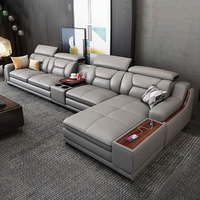 Canapé d'angle en cuir microfibre intelligent de style nordique avec haut-parleur Bluetooth, 7 places, mobilier de salon de luxe en gros