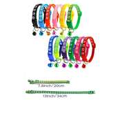 12 couleurs en gros respirant personnalisé Nylon collier de chien de compagnie collier réglable pour chats et petits chiens avec cloche