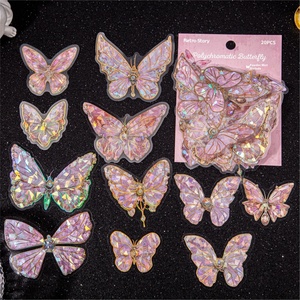 Pack d'autocollants étanches avec impression UV en PET, avec finition brillante, papillon coulant, 3D, Laser, or, DIY Décoration - Product Image 6