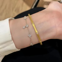 Bracelet jonc vintage en argent 925 plaqué or, zircon brossé exquis pour femmes