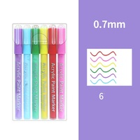 Marqueurs acryliques spéciaux pour étudiants, lot de 6, encre non transparente, stylo de peinture pour dessin graffiti fait main, fournitures