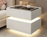 Muebles Modernos para el Hogar GEDO, Mesita de Noche Inteligente con Carga USB Inalámbrica, Diseño Flotante, Luz Recargable