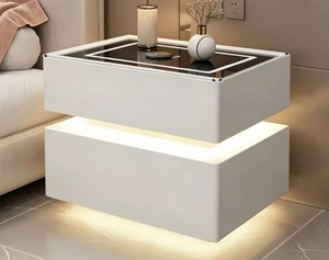 Table de <span class=keywords><strong>chevet</strong></span> GEDO moderne avec chargeur USB sans fil, serrure intelligente, design <span class=keywords><strong>flottant</strong></span> et lumière rechargeable - Product Image 2