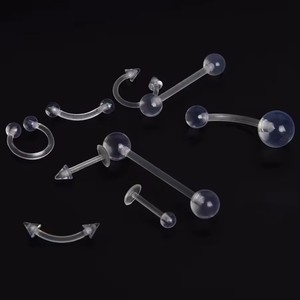 Amelia hipoalergénico acrílico ceja/nariz/<span class=keywords><strong>labio</strong></span>/lengua/vientre <span class=keywords><strong>Piercing</strong></span> hombres mujeres Stud transparente redondo cuenta tabique joyería - Product Image 2