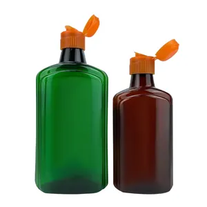 Botol sirup batuk Amber botol ramping obat cair kosong plastik PET 250ml 500ml