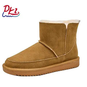 Wholesale New Arrived Men's Wool Plush Cowhide Snow Boots Thickened Winter Warm Classic Style Snow Boots For Men