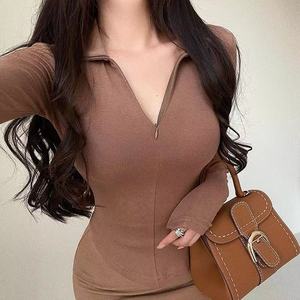 Tengcai vêtements été chaud femmes Sexy décontracté Unique coloré femmes couleur unie Blouse femmes fermeture éclair personnalité T-shirt - Product Image 5