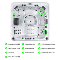 Spa de loisirs extérieur pour 5 personnes, bain à remous spacieux avec jets hydromassants, panneau Balboa et éclairage LED sous-marin