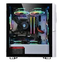 Bande lumineuse RVB à vente chaude, boîtier de PC ATX en verre trempé, côté rabattable, transparent, refroidissement par eau, panneau d'effet lumineux miroir