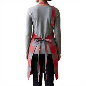 Tablier classique en PVC tissé réutilisable sans manches, motif écossais rouge personnalisé, tablier à bretelles réglables pour usage quotidien - Product Image 3