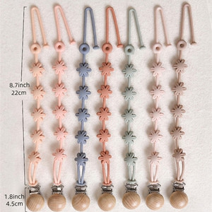 Chaîne de sucette en silicone souple et sûre avec perles florales, attache de sécurité <span class=keywords><strong>incassable</strong></span> de qualité alimentaire pour bébé - Product Image 4