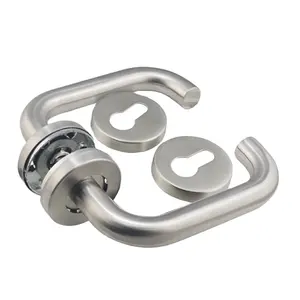 Stainless steel Lever on Rose Door Handles Pair in Polished Chrome Finish Interior Use Door Handle