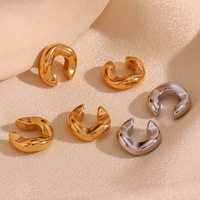 Pendientes simples de moda explosiva de diseño, chapado en acero inoxidable, fundición de oro de 18 quilates, Clip de oreja de corte grueso en forma de C