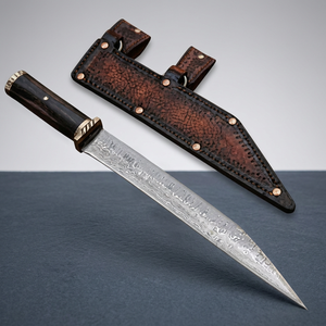 Cuchillo Vikingo Seax de 17 Pulgadas, Hecho a Mano, Estilo Medieval Nórdico, Hoja Fija de Acero de Damasco, Mango Tallado, para Coleccionistas, Histórico, DIY, OEM - Product Image 3