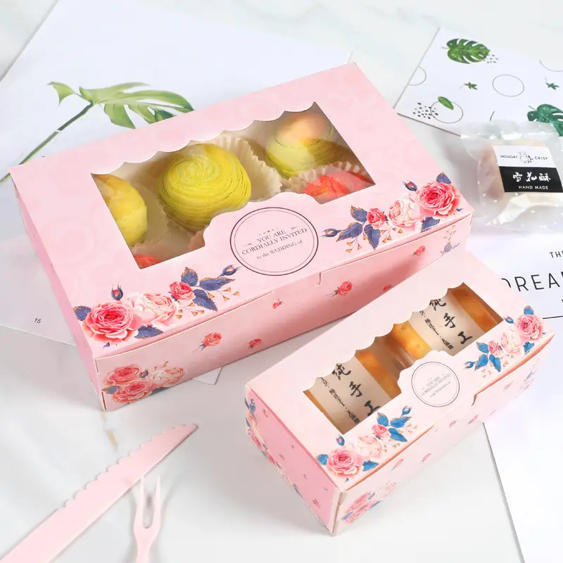 Transparente Fenster Süßigkeiten und Süßigkeiten Kuchen Hochzeits bevorzugung Verpackung Mini Mooncake Papier Geschenk box für Zuhause