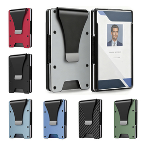 Cartera Metálica Táctica con Bloqueo RFID y Ventana para Identificación, Logotipo Personalizado, MOQ Bajo, Clip para Dinero Minimalista de Aluminio y Fibra de Carbono - Product Image 1