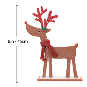 18in Brown <b>Glitter</b> Reindeer Silhouette with <b>Red</b> Scarf and Snowy Base, Christmas Deer Decor for Holiday Window Bulk Supply - Product Image 2