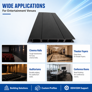 <strong>PVC</strong> Skirting Board <strong>Baseboard</strong> Profile <strong>PVC</strong> Wall Base Molding Click Cinema Auditorium Skirting Custom - Product Image 3