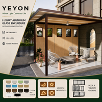 Yeyon OEM – Véranda en aluminium avec fenêtres fixes, ventilateur de plafond LED, terrasse extérieure, serre en verre