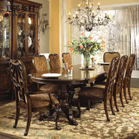 Amerikanischer Stil Klassischer Massivholz-Esstisch Villa Maßgefertigte Exquisite Möbel Esstisch Geschnitzter Tisch Antik