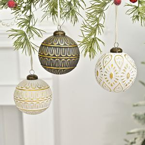 Ensemble de 12 boules de Noël vintage en or gaufré, luxueuses, incassables, réutilisables, décorations suspendues pour l'arbre, pour la maison, intérieur - Product Image 2