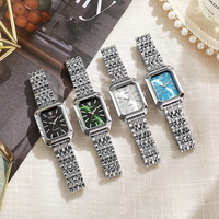 Montre Carrée à Quartz Femme Bracelet Acier Luxe Léger Mode Simple Écolière