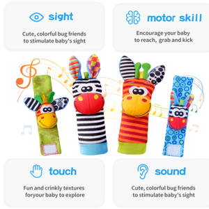 Adecuado para 0-6, 6-12 meses Regalos de Navidad para recién nacidos Animales Muñecas infantiles Sonajero y calcetines Buscadores de pies juguetes de sonajero para bebés - Product Image 3